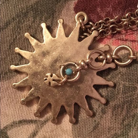 LUCKY BRAND Pendant Zuni Style Gold Turquoise Blue Chain Boho Necklace - Picture 7 of 8